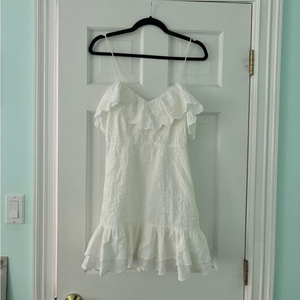 Zara White Ruffled Mini Dress